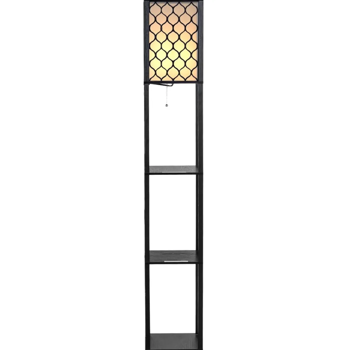 160x26x26cm Standleuchte Regal Moderne Innenbeleuchtung mit 3-Ebenen Bodenlampe