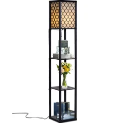 160x26x26cm Standleuchte Regal Moderne Innenbeleuchtung mit 3-Ebenen Bodenlampe