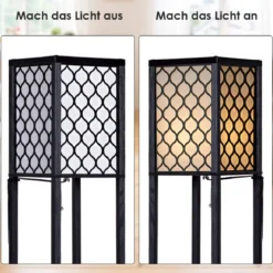 160x26x26cm Standleuchte Regal Moderne Innenbeleuchtung mit 3-Ebenen Bodenlampe