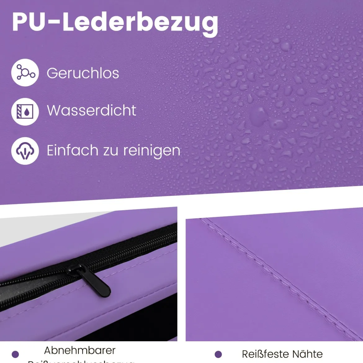 300 x 117 x 5 cm Weichbodenmatte aus Kunstleder mit Kletterverschluss & Tragegriffen