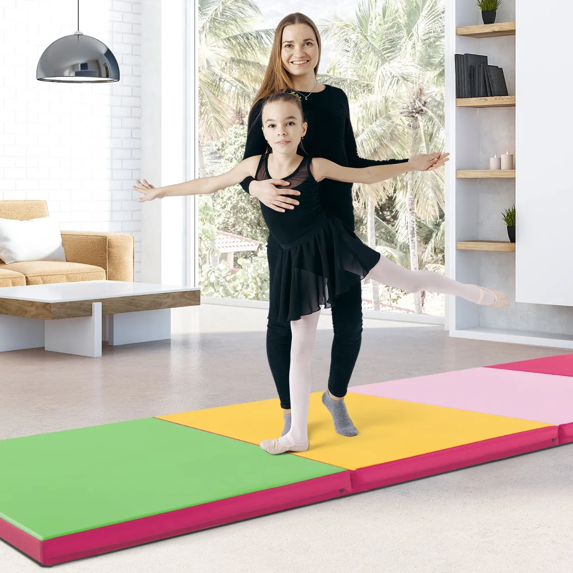 300 x 117 x 5 cm Weichbodenmatte aus Kunstleder mit Kletterverschluss & Tragegriffen