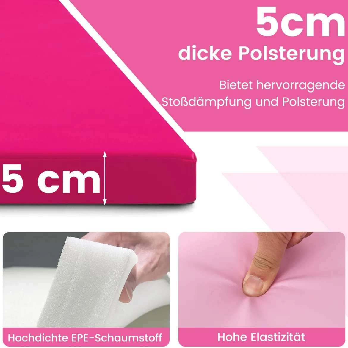 300 x 117 x 5 cm Weichbodenmatte aus Kunstleder mit Kletterverschluss & Tragegriffen