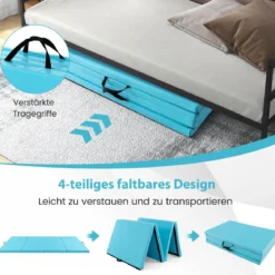 300 x 117 x 5 cm Weichbodenmatte aus Kunstleder mit Kletterverschluss & Tragegriffen