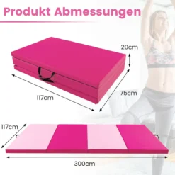 300 x 117 x 5 cm Weichbodenmatte aus Kunstleder mit Kletterverschluss & Tragegriffen