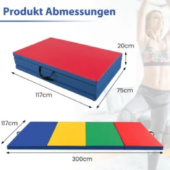 300 x 117 x 5 cm Weichbodenmatte aus Kunstleder mit Kletterverschluss & Tragegriffen