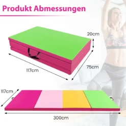 300 x 117 x 5 cm Weichbodenmatte aus Kunstleder mit Kletterverschluss & Tragegriffen