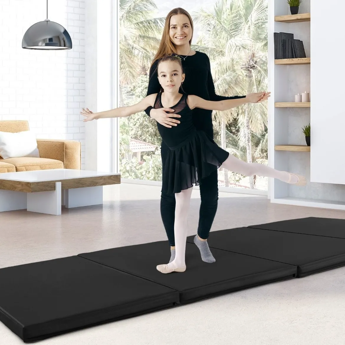 300 x 117 x 5 cm Weichbodenmatte aus Kunstleder mit Kletterverschluss & Tragegriffen