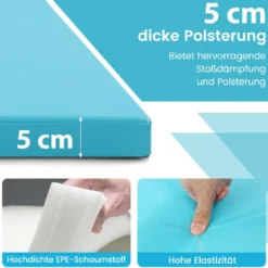 300 x 117 x 5 cm Weichbodenmatte aus Kunstleder mit Kletterverschluss & Tragegriffen