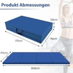 300 x 117 x 5 cm Weichbodenmatte aus Kunstleder mit Kletterverschluss & Tragegriffen