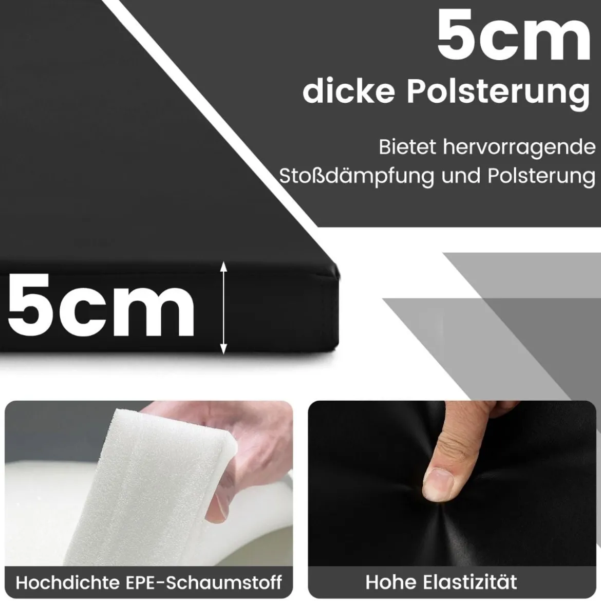 300 x 117 x 5 cm Weichbodenmatte aus Kunstleder mit Kletterverschluss & Tragegriffen