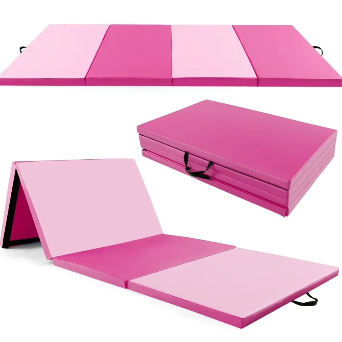 300 x 117 x 5 cm Weichbodenmatte aus Kunstleder mit Kletterverschluss & Tragegriffen