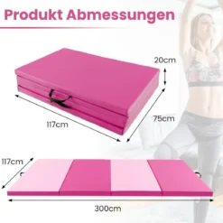 300 x 117 x 5 cm Weichbodenmatte aus Kunstleder mit Kletterverschluss & Tragegriffen