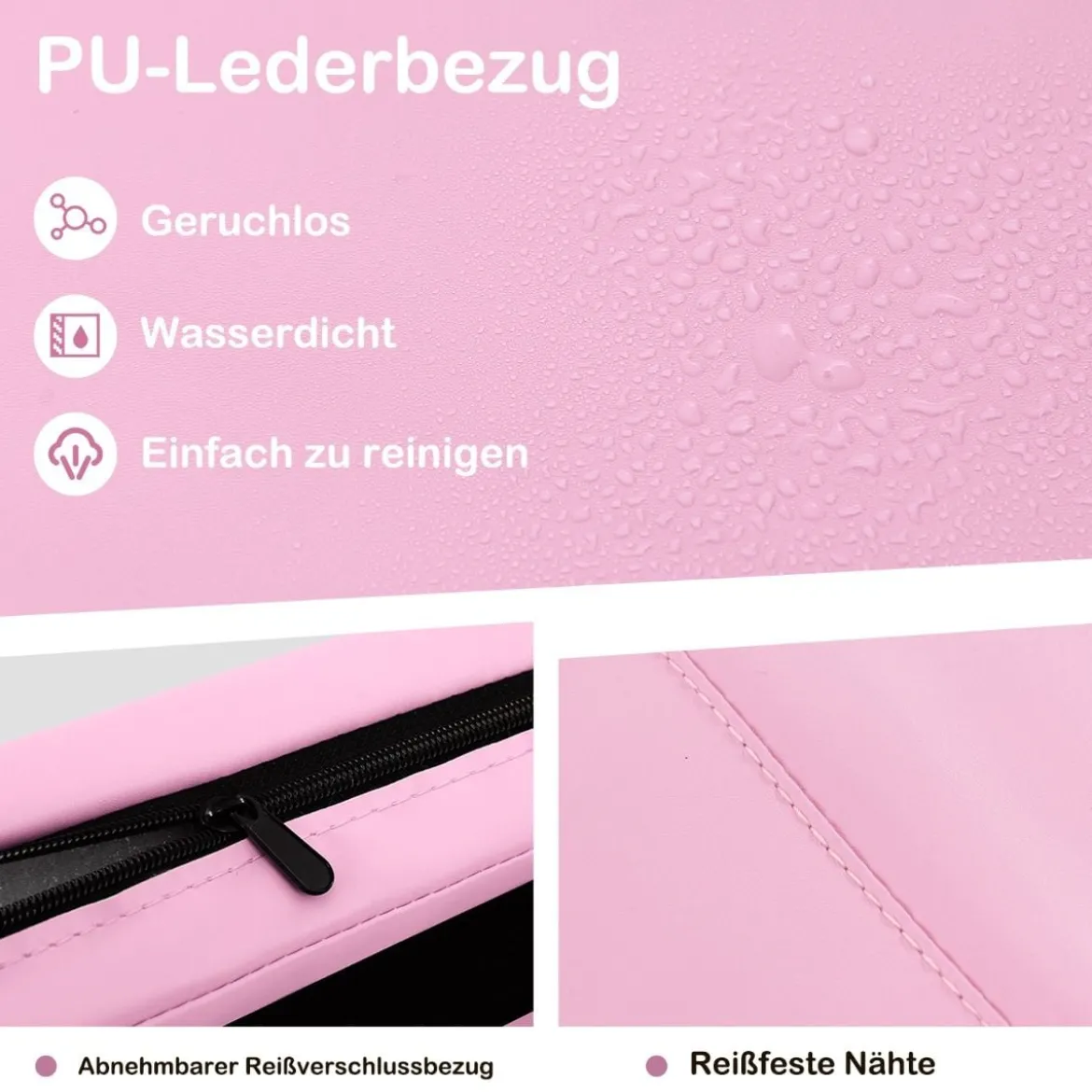 300 x 117 x 5 cm Weichbodenmatte aus Kunstleder mit Kletterverschluss & Tragegriffen