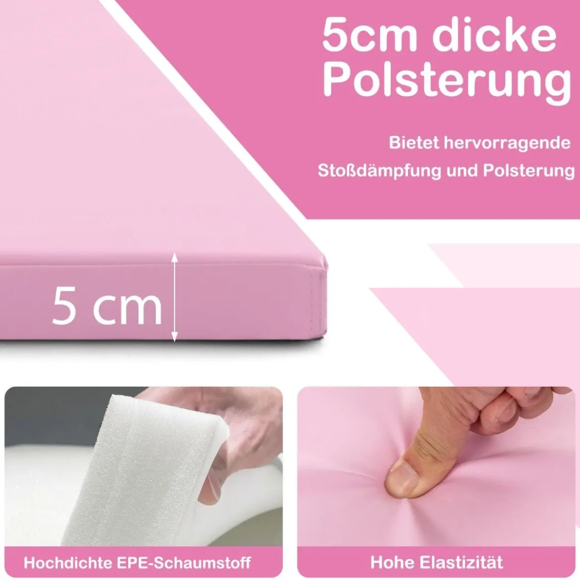 300 x 117 x 5 cm Weichbodenmatte aus Kunstleder mit Kletterverschluss & Tragegriffen