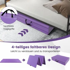300 x 117 x 5 cm Weichbodenmatte aus Kunstleder mit Kletterverschluss & Tragegriffen