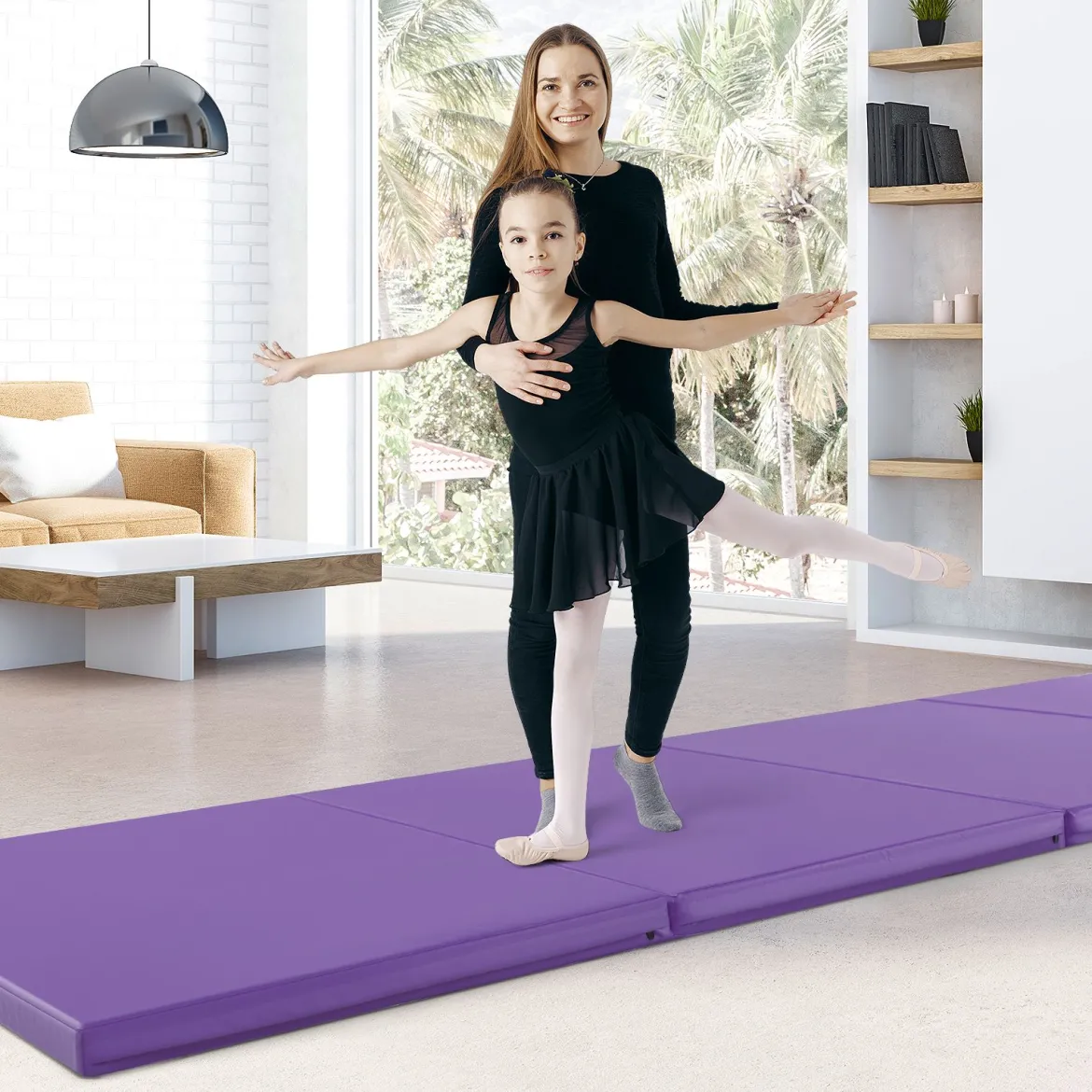 300 x 117 x 5 cm Weichbodenmatte aus Kunstleder mit Kletterverschluss & Tragegriffen
