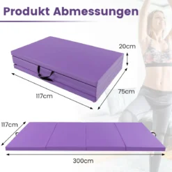 300 x 117 x 5 cm Weichbodenmatte aus Kunstleder mit Kletterverschluss & Tragegriffen