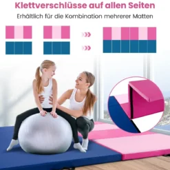 300 x 117 x 5 cm Weichbodenmatte aus Kunstleder mit Kletterverschluss & Tragegriffen