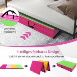 300 x 117 x 5 cm Weichbodenmatte aus Kunstleder mit Kletterverschluss & Tragegriffen
