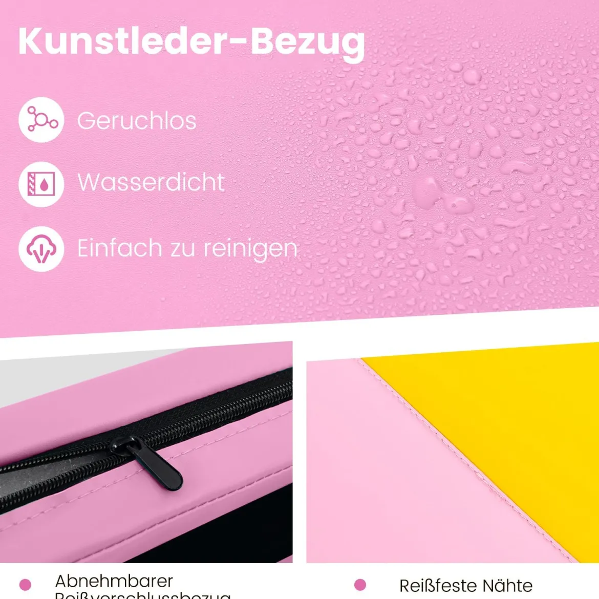 300 x 117 x 5 cm Weichbodenmatte aus Kunstleder mit Kletterverschluss & Tragegriffen