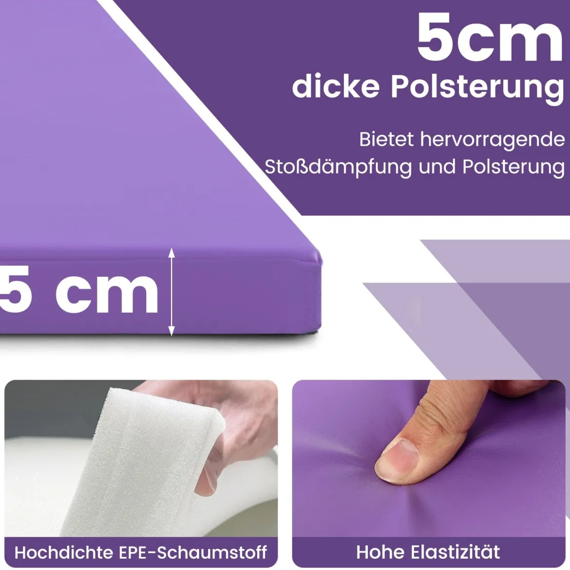 300 x 117 x 5 cm Weichbodenmatte aus Kunstleder mit Kletterverschluss & Tragegriffen