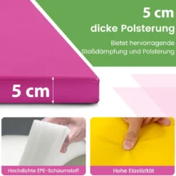 300 x 117 x 5 cm Weichbodenmatte aus Kunstleder mit Kletterverschluss & Tragegriffen