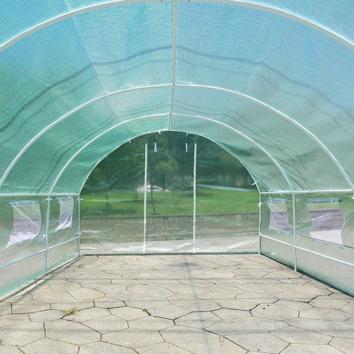 3 x 6 x 2 m Gewächshaus Pflanzenhaus Foliengewächshaus mit Stahlfundament