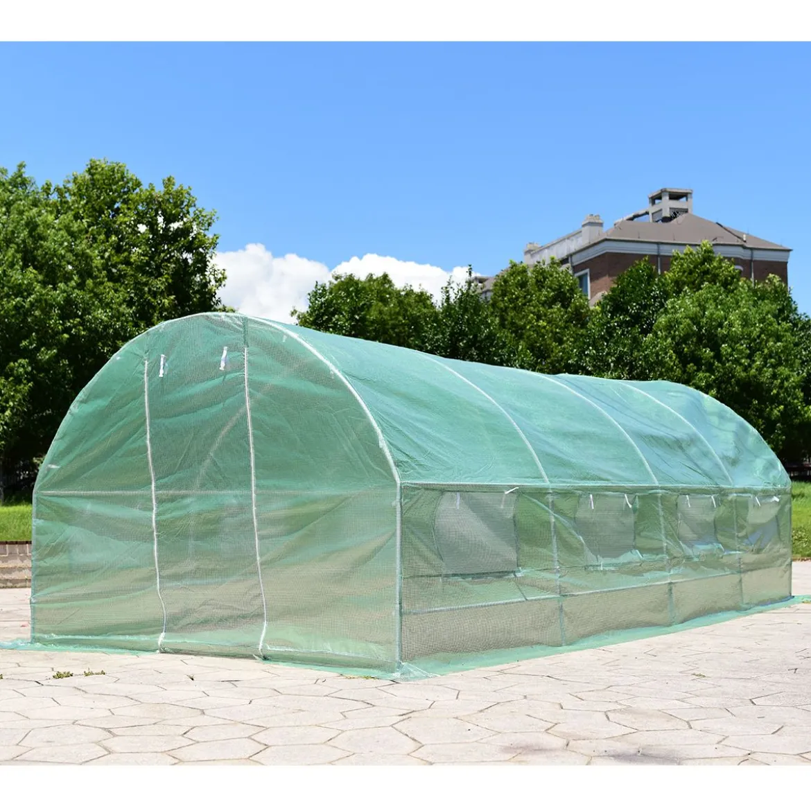 3 x 6 x 2 m Gewächshaus Pflanzenhaus Foliengewächshaus mit Stahlfundament