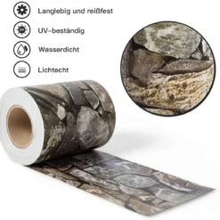 Zaunblende PVC Sichtschutzfolie Zaunfolie Gartenzaun Abdeckung Sichtschutz Windschutz 35 m x 19 cm Stein