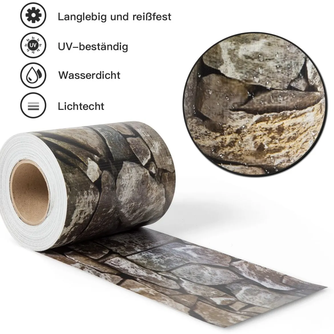Zaunblende PVC Sichtschutzfolie Zaunfolie Gartenzaun Abdeckung Sichtschutz Windschutz 35 m x 19 cm Stein