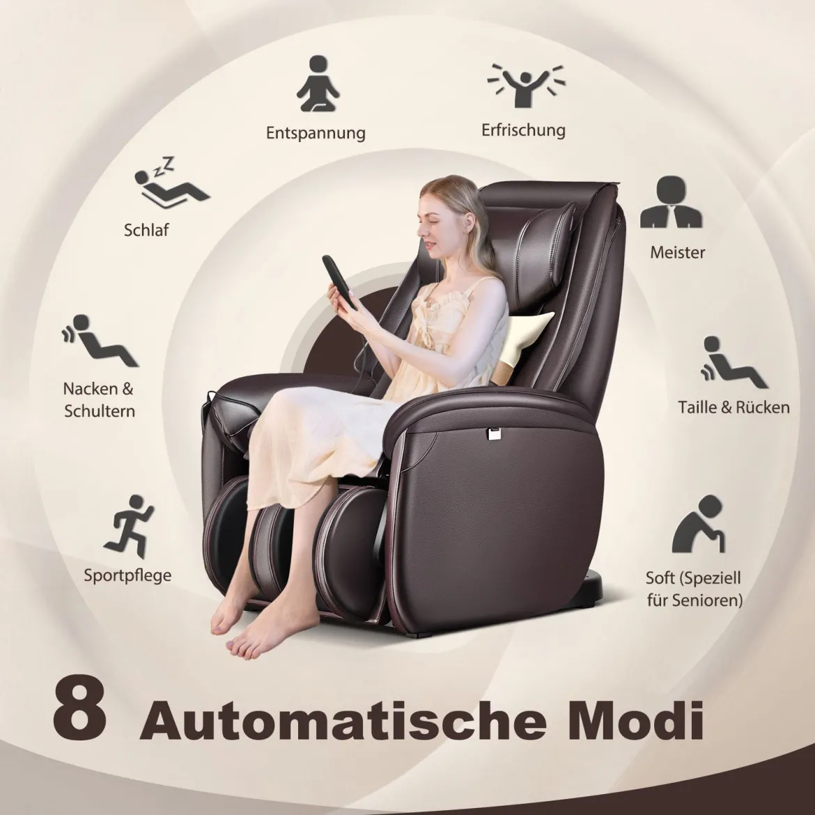 Zero Gravity SL Spur Massagestuhl Liegestuhl mit Ganzkörpermassage Rückenheizung Braun