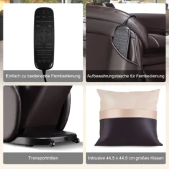 Zero Gravity SL Spur Massagestuhl Liegestuhl mit Ganzkörpermassage Rückenheizung Braun
