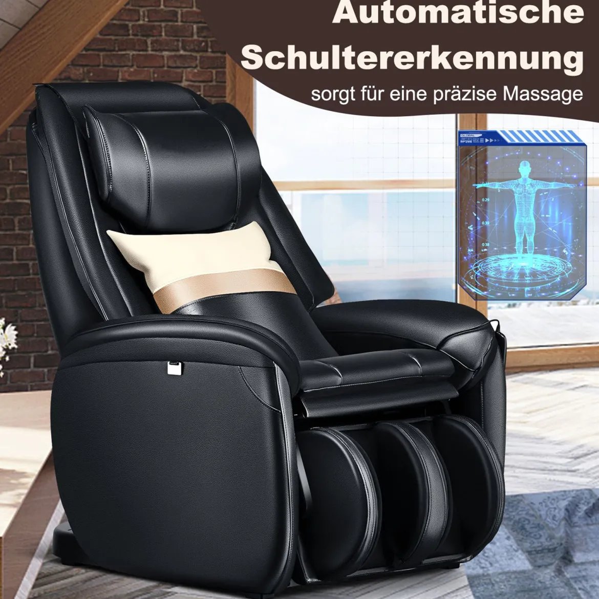 Zero Gravity SL Spur Massagestuhl Liegestuhl mit Ganzkörpermassage Rückenheizung Schwarz