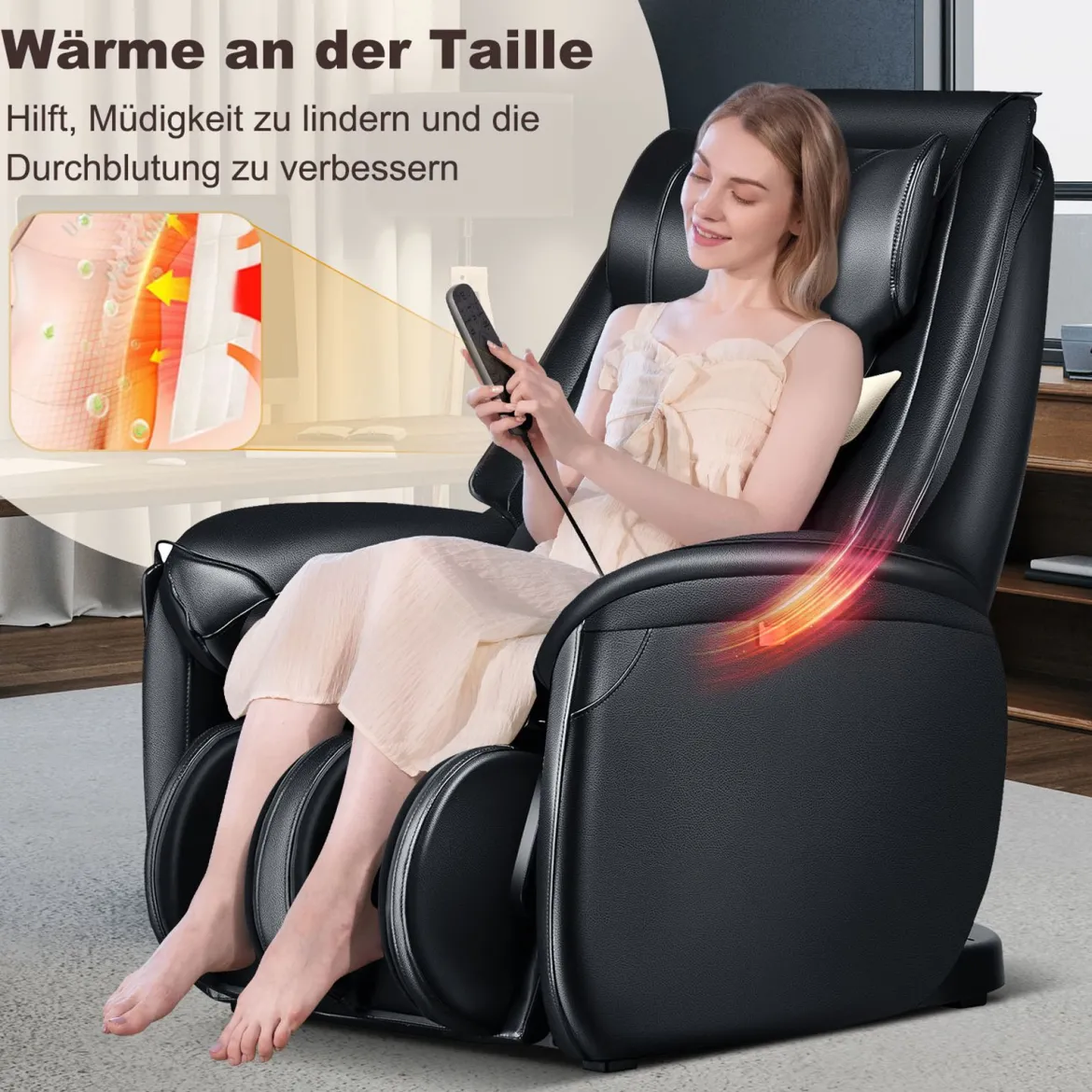 Zero Gravity SL Spur Massagestuhl Liegestuhl mit Ganzkörpermassage Rückenheizung Schwarz