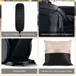 Zero Gravity SL Spur Massagestuhl Liegestuhl mit Ganzkörpermassage Rückenheizung Schwarz