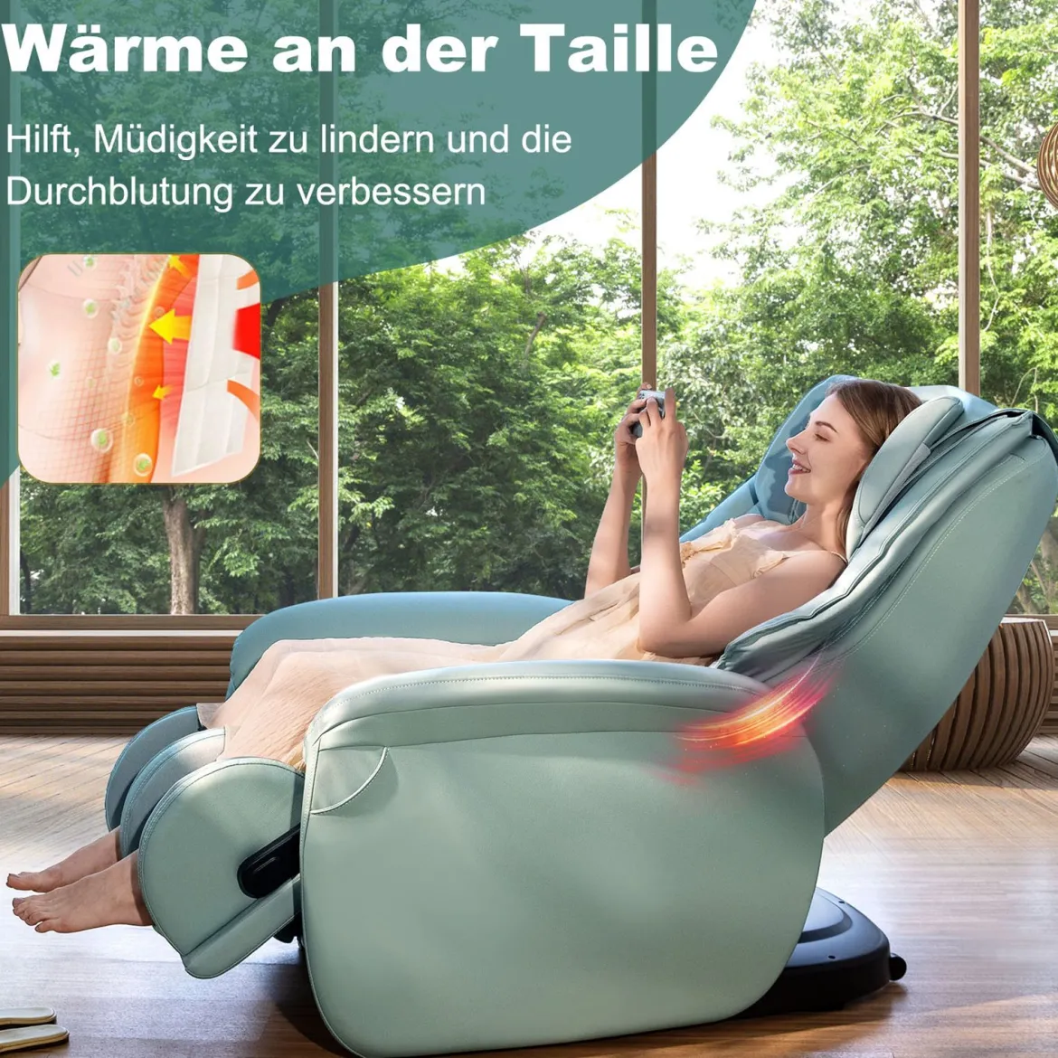 Zero Gravity SL Spur Massagestuhl Liegestuhl mit Ganzkörpermassage Rückenheizung Grün