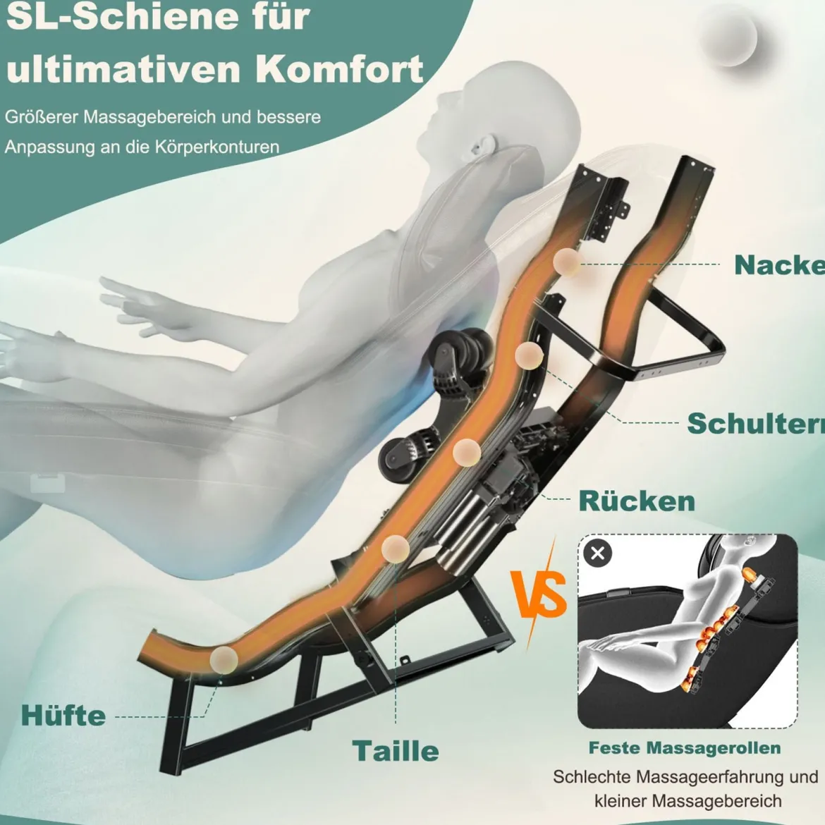 Zero Gravity SL Spur Massagestuhl Liegestuhl mit Ganzkörpermassage Rückenheizung Grün