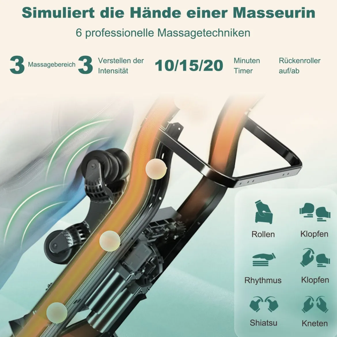 Zero Gravity SL Spur Massagestuhl Liegestuhl mit Ganzkörpermassage Rückenheizung Grün