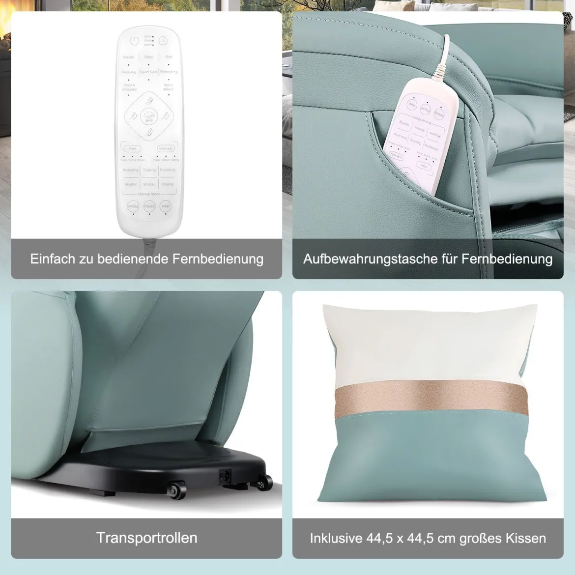 Zero Gravity SL Spur Massagestuhl Liegestuhl mit Ganzkörpermassage Rückenheizung Grün