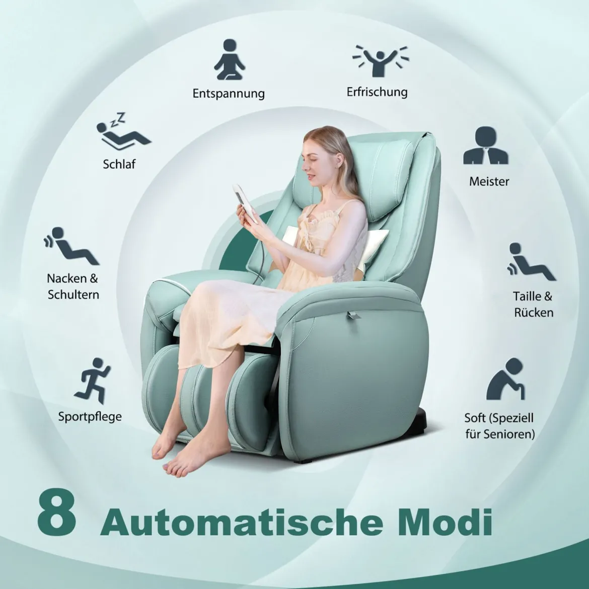 Zero Gravity SL Spur Massagestuhl Liegestuhl mit Ganzkörpermassage Rückenheizung Grün