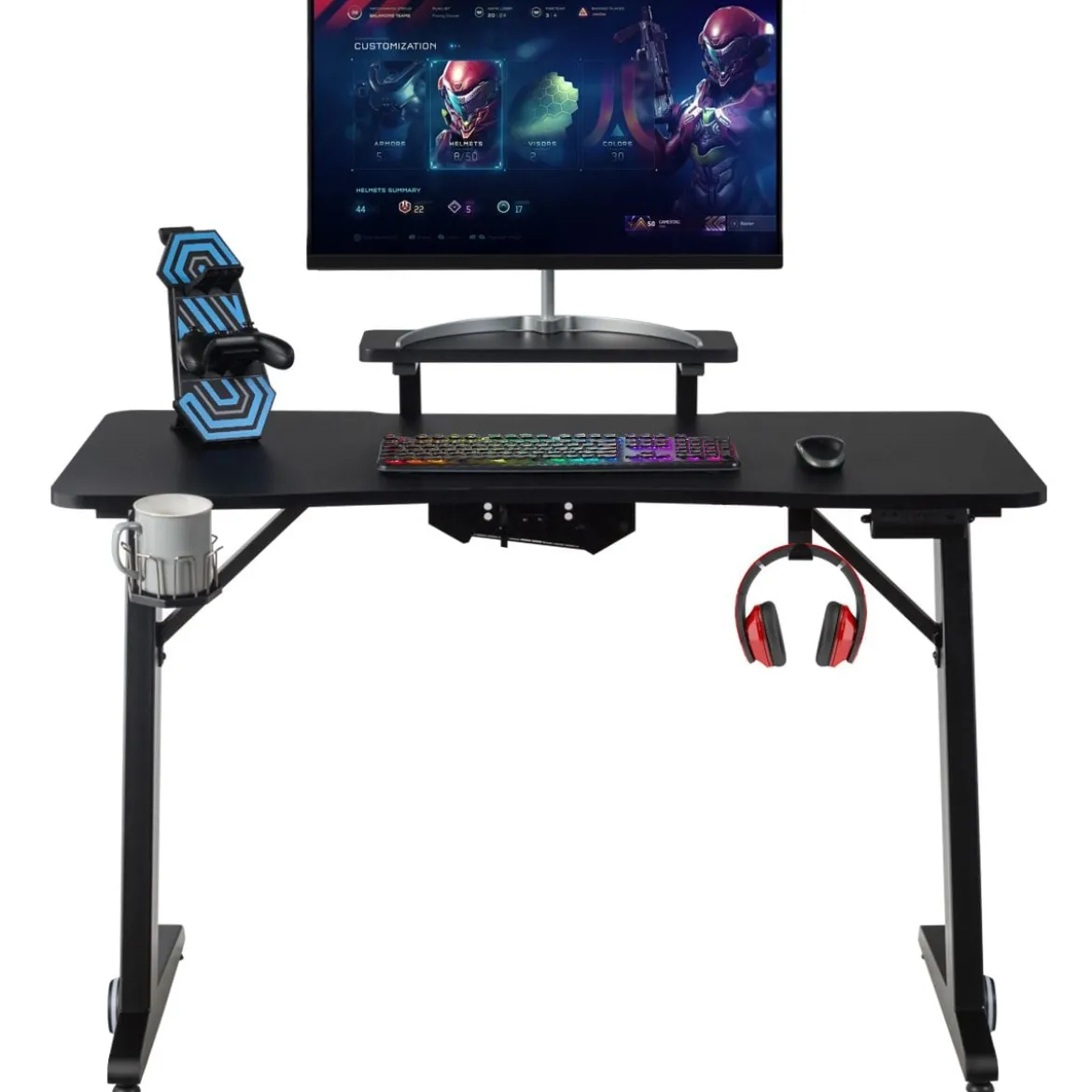 Z-förmig Gaming Tisch Computertisch PC Tisch Schreibtisch mit Licht