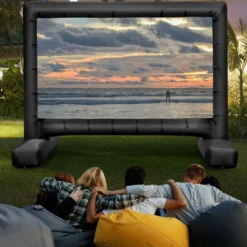 116 Zoll Aufblasbare Beamer Leinwand mit Gebläse & Erdspieße 16:9 4K HD Doppelseitige Projektionsleinwand