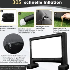 116 Zoll Aufblasbare Beamer Leinwand mit Gebläse & Erdspieße 16:9 4K HD Doppelseitige Projektionsleinwand