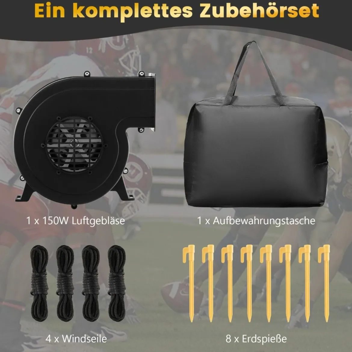 143 Zoll Aufblasbare Beamer Leinwand mit Gebläse & Erdspieße 16:9 4K HD Doppelseitige Projektionsleinwand