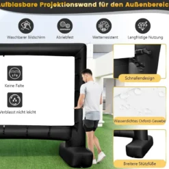147 Zoll Aufblasbare Beamer Leinwand mit Gebläse & Erdspieße 16:9 4K HD Doppelseitige Projektionsleinwand