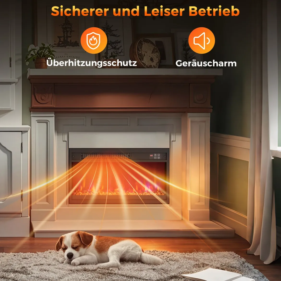 23 Zoll Elektrischer Kamin-Einsatz mit Fernbedienung & Einstellbare Flammenfarbe Kaminheizung