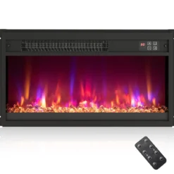 23 Zoll Elektrischer Kamin-Einsatz mit Fernbedienung & Einstellbare Flammenfarbe Kaminheizung
