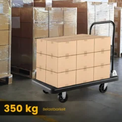 Zusammenklappbarer Plattformwagen mit 350 kg Tragfähigkeit & 360° drehbaren Rädern für einfache Lagerung Schwarz