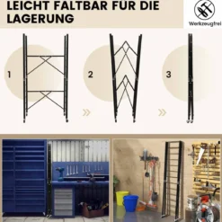 Zusammenklappbares Lagerregal mit Rädern selbst anpassbare Regaleinheit mit großer Kapazität Metallregal Schwarz