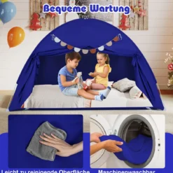 Zwillingsbett-Zelt für Kinder faltbares & tragbares Baldachinzelt für Etagenbett mit 2 Fenstern Navy